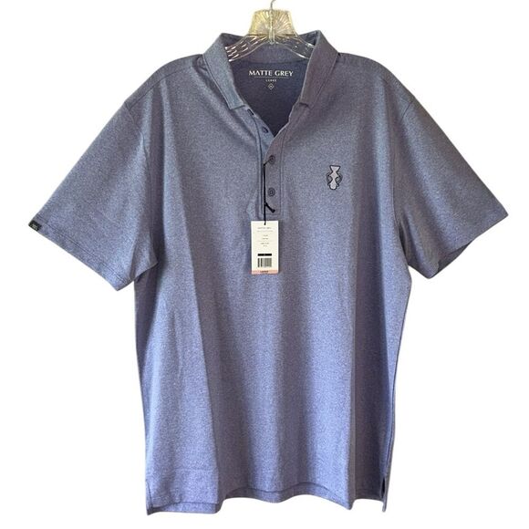 NEW Matte Grey Men’s Purple Polo Shirt - Picture 3 of 8